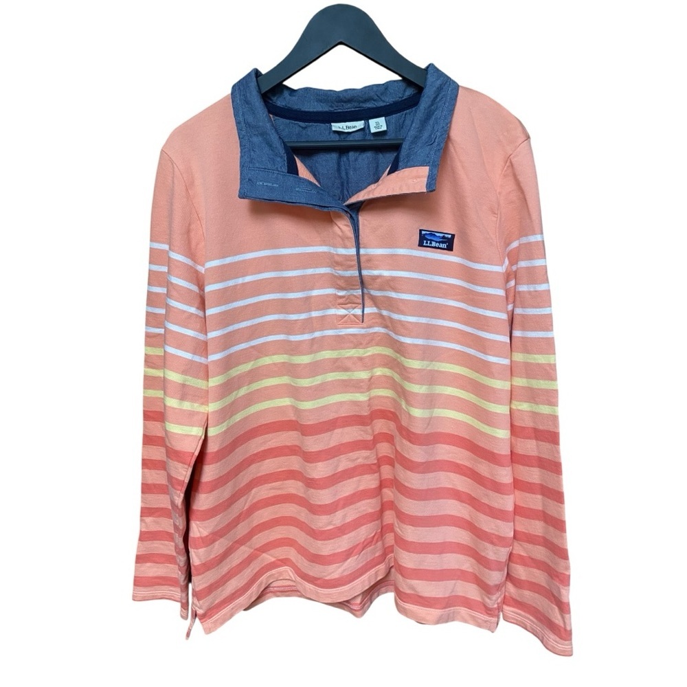 L.L. Bean Women's Soft Cotton Striped Rugby Pullover I Size:XL - Picture 2 of 13